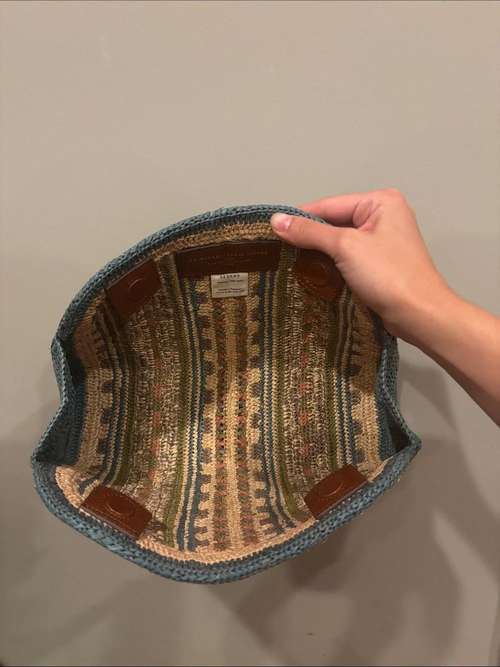 SEZANE Carla multi color straw raphia clutch pochette rare